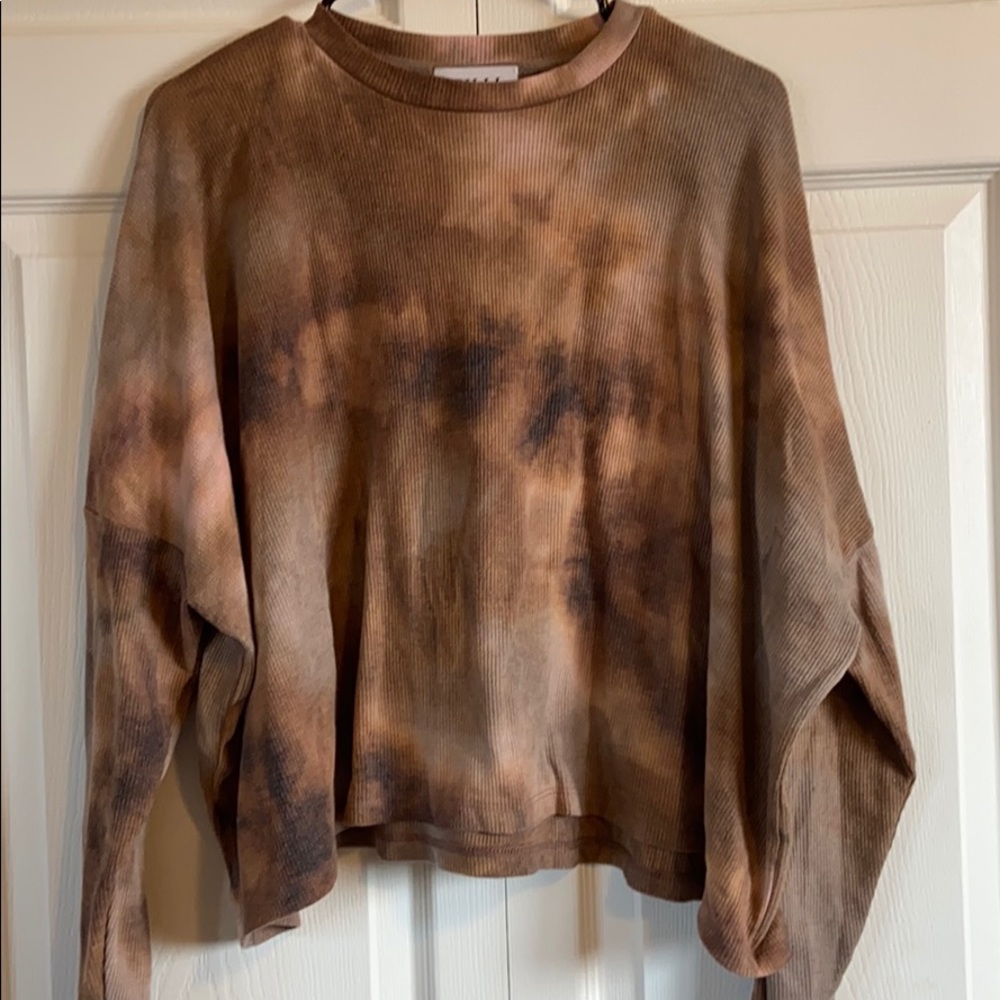 long sleeve waffle textured shirt